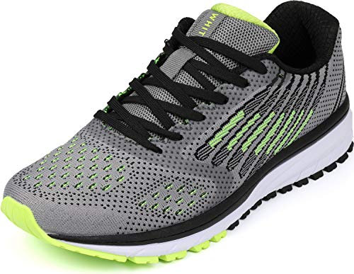 WHITIN Herren Turnschuhe Sportschuhe Laufschuhe Joggingschuhe Für Männer Fitnessstudio Sneakers Fitnessschuhe Leichte Bequeme Freizeit Schuhe Grau Grün Größe 46