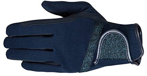 PFIFF Unisex – Erwachsene 102777-220-12 102777 Reithandschuh Glamour, Glitzernde Biese, Mädchen 8-12 Damen XS-XXL, Dunkelblau, 12