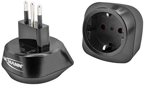 ANSMANN Reiseadapter Italien - Schuko Reisestecker mit Schutzklasse 1 & 2 - Travel Adapter für Reisen nach Italien Albanien Äthiopien Chile Syrien Malediven San Marino etc.