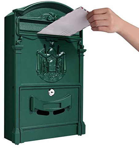 Tooluck Cassetta Posta Vintage, Cassetta postale da Esterno di Grande Capacità, Cassetta Della Posta da Esterno, Cassette Postali per Esterno, Cassetta Lettere Esterno Verde