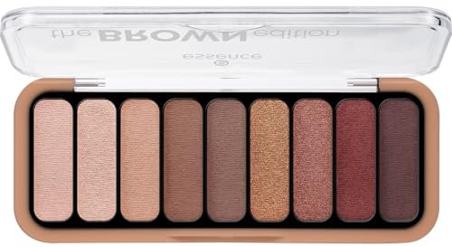 essence the BROWN edition eyeshadow palette, Lidschatten, Nr. 30, Mehrfarbig, 9 Farben, langanhaltend, schimmernd, vegan, ohne Mikroplastikpartikel, Nanopartikel frei, ohne Parfüm, 1er Pack (10g)