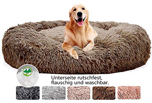 Hundebett Flauschig, Hundekissen Rund Haustierbett Donut Katzenbett Waschbar, kuschelbett Hund für Katzen Hunde (Ø 50-120cm / 7 Größen)