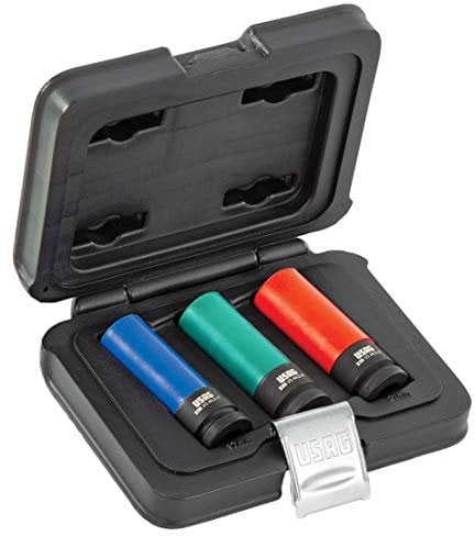 USAG U02700105 - 270 C/C 3 - Surtido de llaves de vaso hexagonales de impacto para llantas de neumáticos con protección de teflón en estuche modular (3 pzas.)