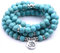 Self-Discovery 108 natürliche Perlen Mala Yoga Schmuck Meditation Perlen Armband Halskette mit Yoga Symbol Charme, One Size, Stein, Perlen, Türkis