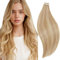 RUNATURE Echthaar Extensions Tape Blond Highlights 35cm Tape Extensions Echthaar Blond Menschliches Haar 20 Stuck 50g Tape in Extensions Echthaar Goldblond Mit Hellblond #16P24