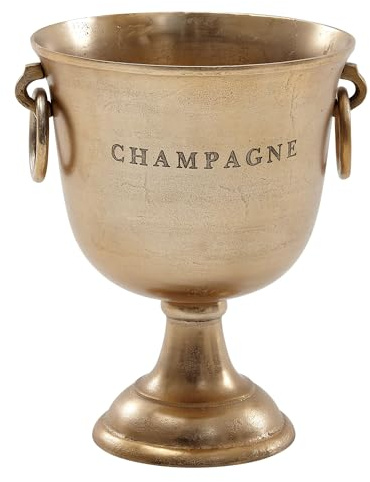 Wohnling Champagnerkühler Gold 28,5x37,5x28,5 cm Aluminium Massiv Sektkühler Groß, Flaschenkühler Getränkekühler Tisch, Kühler für Champagner - Wein - Sekt