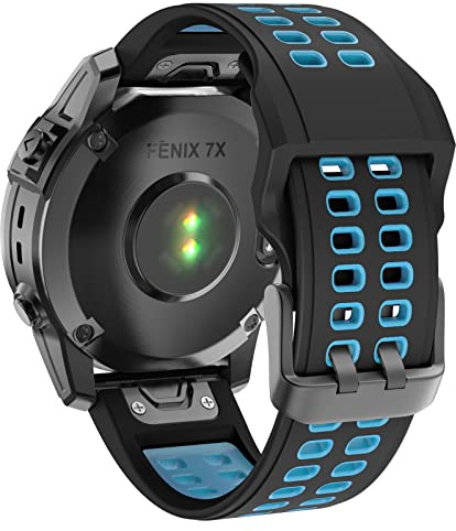 ISABAKE Sport Armband kompatibel mit Fenix 6X/Fenix 7X/Fenix 5X Plus/Fenix 6X Pro/Fenix 3/Fenix 3 HR/Tactix/Descent MK1/D2 Delta PX/D2 Ersatzarmband Smartwatch,QuickFit Uhrenarmband silikon 26mm