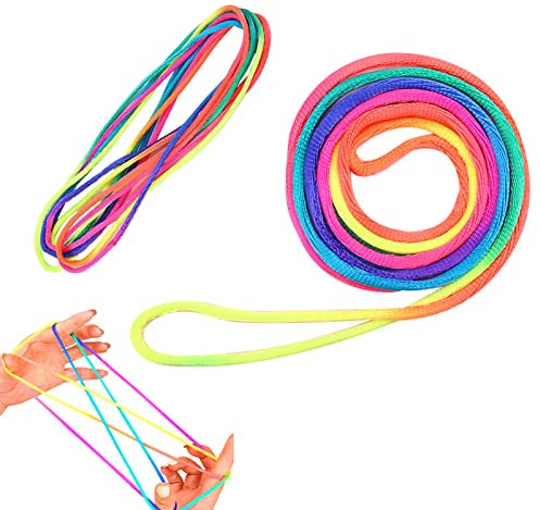 Fadenspiel, 2PCS Fadenspiel Fingerspiel, Hüpfgummi Breit, Fadenfingerspiel, Seil Fingerspiele, Finger-fadenspiel, Gummitwist Kinder Finger, Sehr gut Geeignet für Kindergeburtstage und Campus-Spiele