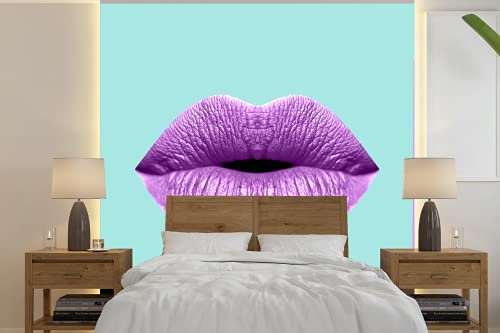 Selbstklebend Tapete Wandpapier Wandaufkleber Fototapete Tapeten Wanddeko 350x350 cm Lippen - Pastell - Lila