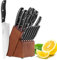Aoresac Knife Set, 15 Pcs Knife Sets for Kitchen with Block, Germany High Carbon Stainless Steel Block Knife Set with Sharpener and 6 Serrated Steak Knives, Professional Chef Knife Set for Kitchen