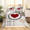 Love Print Ensemble de housse de couette Ensemble de literie à carreaux à rayures géométriques rétro Noël Snowflake Dekor Housse de couette en microfibre douce avec cœur rouge pour couples amoureux