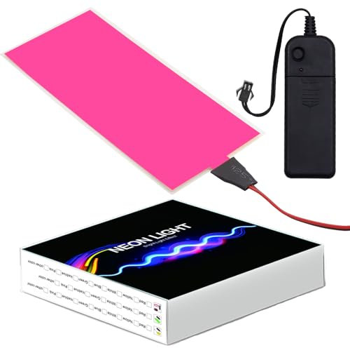 Ygmylandbb Pannello elettroluminescente, foglio luminoso per retroilluminazione, decorazione al neon, 12 cm x 5 cm, on/flash lento/flash veloce, rosa, 1 confezione
