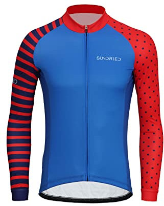 Sundried Women's Long Sleeved Stripe Cycle Jersey Ladies Mountain Bike Shirt Retro Road Cycling Top (Blue L)