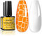 BURANO Crackle Gel Nail Polish, Cracked Nail Polish Orange Color + White Gel Nail Polish 2 Bottles Set Air Dry UV LED Lamp Needed (Orange)