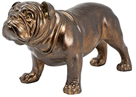 THORNE ANTIQUES AND COLLECTABLES Bronze-Bulldoggen-Statue, 26 cm, bronzefarbenes Harz, detaillierte stehende britische Bulldoggen-Skulptur für Heimdekoration, antikes Bronze-Finish