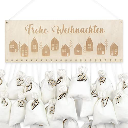 Adventskalender | Holz | Leiste | Häuser | personalisierbar