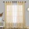 Joywell Beige Gardinen Wohnzimmer Vorhänge Transparente Voile Sheer Vorhänge Mädchenzimmer Leinenstruktur mit Ösen Pompons Ösenschal Luftig Dekoschal für Schlafzimmer Kinderzimmer 245x140
