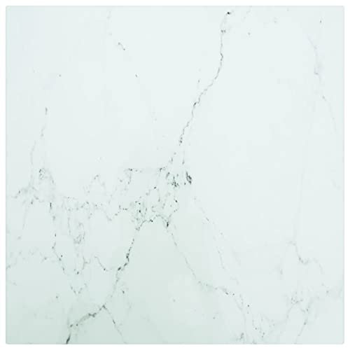 ZHOUMIN Plateau de table, planches de bureau, tables de salle à manger, comptoir cuisine, verre trempé design marbre blanc 40x40 cm