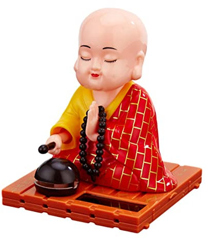 Milageto Kleine Figur, Solarbetriebenes Auto-Spielzeug, Wackelkopf-Puppen-Auto-Dekoration, Wackelkopf-Spielzeug für Zuhause, Büro, Dekoration, Rot, S