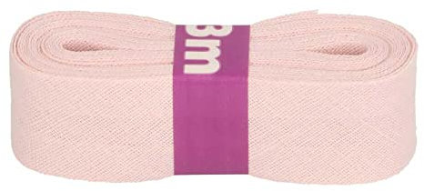 Schrägband 3m x 20mm Baumwolle gefalzt 60 Farben Einfassband Saumband, Farbe:717 pastellrosa