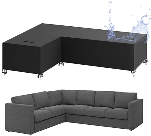 Abdeckung für Gartenmöbel L-Form, Schutzhülle für Loungemöbel L Form Lounge Abdeckung (Linke Kurz-Rechte Lang) Wasserdicht, 420D Oxford Sofa Abdeckung für Lounge Sofa, Ecksofa - 210 x 270 x 90/65cm