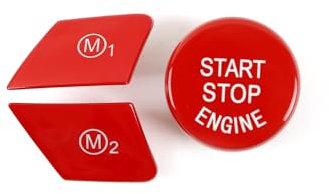 Lenkrad M1 M2 Modusschalter mit Start-Stopp-Knopf, Ersatz-Dekoration für BMW M3 M4 M5 M6 X5M X6M F10 F15 F16 F30 F34 F36 M-Sport (mit Start-Stopp-Knopf)