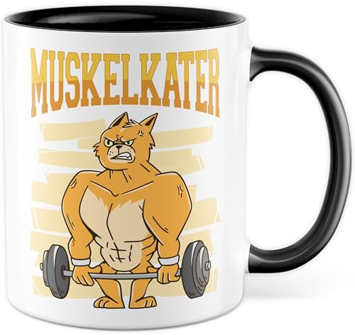 Taza de Gimrat Regalo Dolor muscular, Taza de Café Divertida Fitness Freak Idea de regalo, Atleta Culturista Deporte de Fuerza Muscular Humor Taza de Café Gato con Pesas Gimnasio Regalos para Hombres