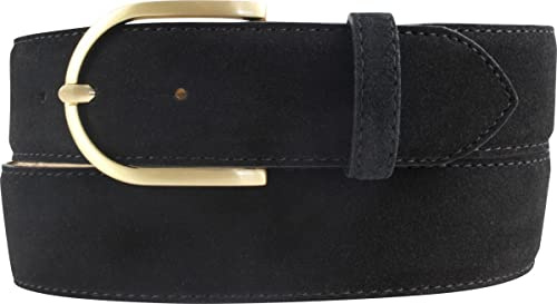 BELTINGER Damen-Gürtel aus Veloursleder 4 cm | Velour-Gürtel für Damen 40mm | Wildleder-Gürtel 4cm mit goldener Gürtelschnalle