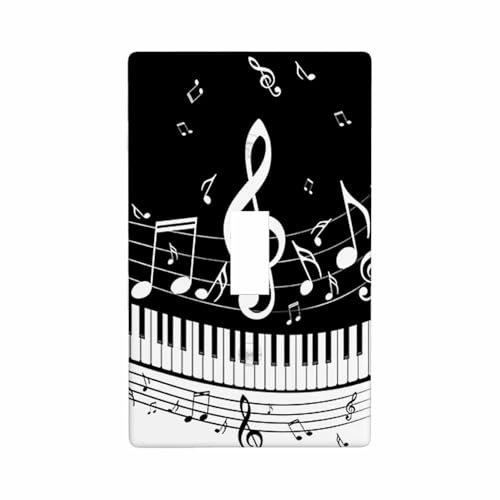 Moslion Piano Music Note 1-Gang Toggle Wall Plate Musical Instrument Black White Key Light Switch Plug Covers Home Kitchen Bathroom Bedroom Decor