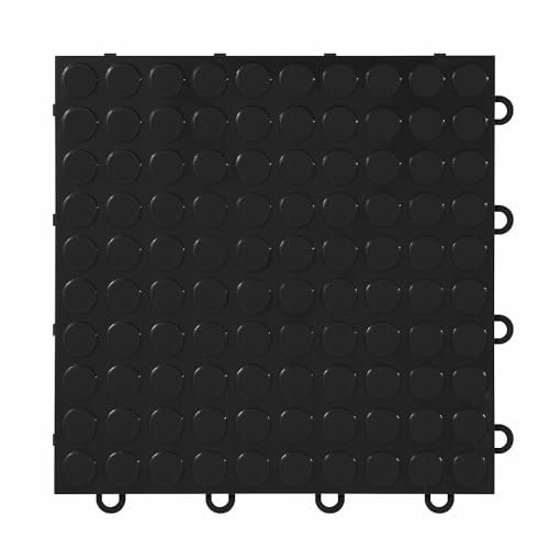 IncStores FlooringInc's Nitro - Piastrelle per garage a incastro, 30,5 x 30,5 cm, antiscivolo, in plastica, per organizzazione e conservazione del garage, motivo a monete, colore nero notte, 12