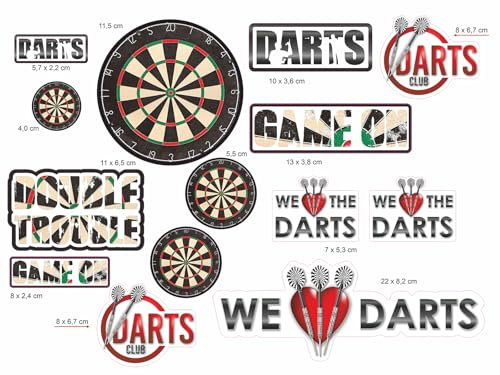 Darts Sticker Set - 14 Stück Dart Aufkleber Dart Sticker