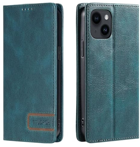 Beajew 2024 Upgraded Hülle für OnePlus 8, Vintage Dünne Handyhülle Premium Leder Flip Case Klapphülle Schutzhülle für OnePlus 8,Echtes Leder,Grün