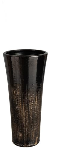 VASE FLECKE Keramik SCHWARZ/Gold MEDIUM