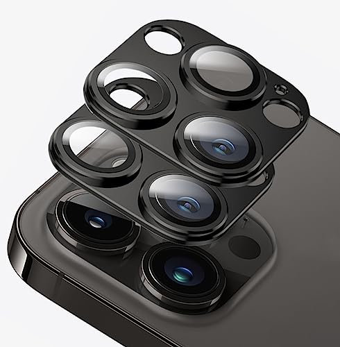 D.SKING 2 Pack for iPhone 13 Pro Max/iPhone 13 Pro Camera Lens Protector,Glass Aluminum alloy & Sapphire Tempered Glass Camera Cover,Strong Adhesion Scratch Resistant Case Friendly Ultra thin (Black)