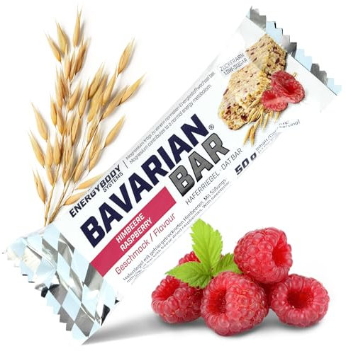 Energybody® Bavarian Bar Haferriegel Himbeere 1x50g / Energieriegel als Oatsnack/Powerriegel Flapjack als Sportnahrung/Haferflocken Riegel, Kohlenhydrate Riegel als Sportlernahrung
