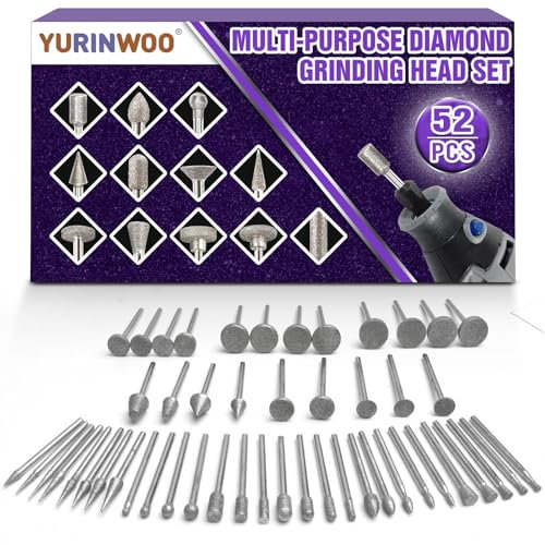Lot de 52 forets de meulage diamant multifonctionnels compatibles avec Dremel, forets diamantés rotatifs, tige de 3 mm pour pierre, verre, céramique, sculpture, polissage, meulage