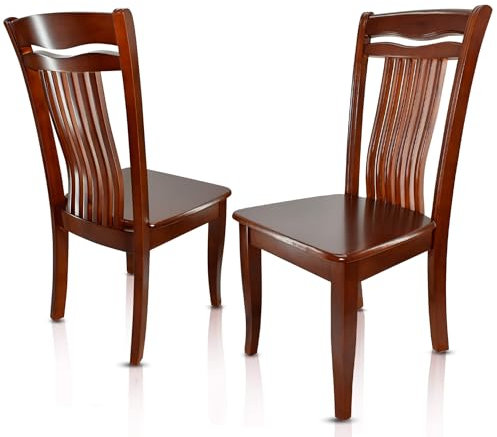 VAKON SALON - Esszimmerstühle 4er Set aus Kirschbaumholz, Holzstuhl, Küchenstuhl aus Massivholz bis 150 kg - Design 809 - Walnussbraun