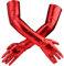 Hioip Women's Faux Leather Sexy Long Gloves - Wet Look Opera Gloves for 80's Fancy Dress, Shiny Latex Adult Costume for Cosplay, Evening Party, Wedding (Red)