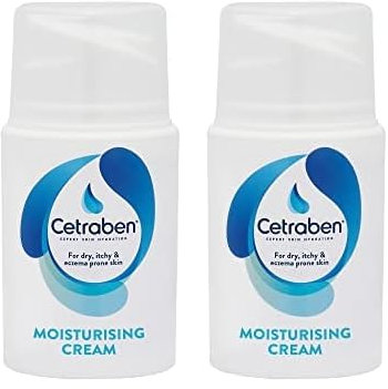 Cetraben Body Cream Moisturiser, For Dry Sensitive and Eczema Prone Skin, Dermatological Body Moisturiser, Daily Whole Body Application, 1 x 50ml (Pack of 2)