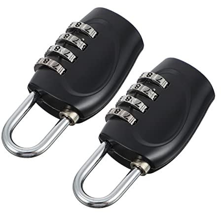 DOITOOL 2pcs Black 4-Digit Combination Padlocks Gym Locker Door Padlocks Anti-Theft Password Locks for Travel Luggage Suitcase Storage Cases