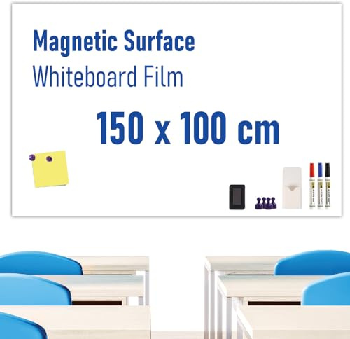 HeatPomelo Magnetische Whiteboard Folie 150 x 100 cm, Weißboard Kontaktfolie - Selbstklebend Tafelfolie für Wand, Tür, Büro, Zuhause
