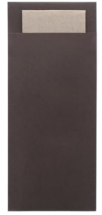 Europochette Classic Sized Chocolate Cutlery Pouch Kraft 2ply Napkin (Pack 500) | Speeds up restaurant service and table turnovers by providing pre-sorted, clean settings for catering operations.