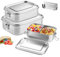 SUNOYA 3er Pack 304-Stahl-Bento-Boxen, Premium Brotdose Edelstahl, Edelstahl Brotdose, 2400 ml, 1400 ml Und 850 ml, mit Abtrennung, Stapelbare, für Pausenbrot, Salat Und Restmahlzeiten