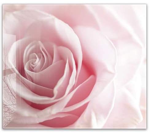 Herdabdeckplatte 60x52 cm ESG Glas | Rosa Rose Blumen Natur | Herd Abdeckung für Ceranfeld Schneidebrett Glasplatte Induktion