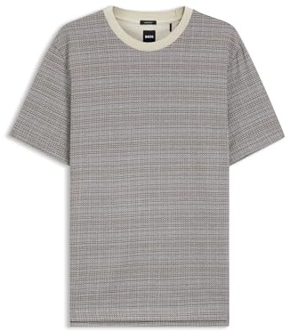 BOSS Herren H-Taut 102 T-Shirt aus merzerisierter Baumwolle mit Gitter-Muster