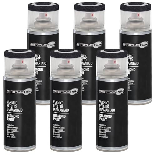 SIMPLETEK - 6 bouteilles en aérosol V400DIAM.3 peinture noire effet diamant 400 ml peinture finitions spéciales paillettes nacrées (kit de 6 pièces)