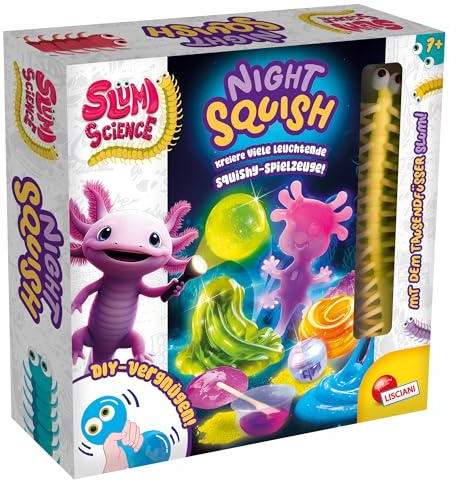 Lisciani - SLUMI Science - Night Squish - Kit d'expérimentation DIY à partir de 7 Ans - Kit Chimique Phosphorescent pour fabriquer des Jouets Squishy Lumineux