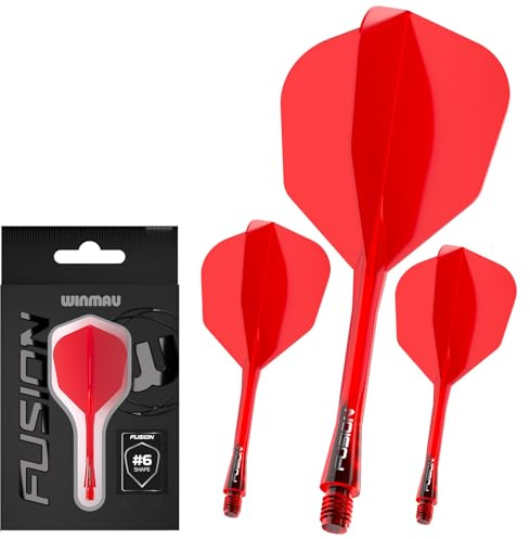 WINMAU Darts Fusion Integrated Flight & Shaft System - No.6 Shape and Design - Verfügbar in Kurz, Intermediate und Medium erhältlich