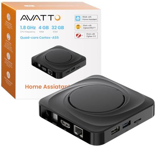 AVATTO Home Assistant Host - Quad-Core Cortex-A55-Prozessor mit 1,8 GHz Taktfrequenz, 4 GB RAM, 32 GB ROM, USB 3.0 / USB 2.0, HDMI 2.0, unterstützt Zigbee2MQTT und ZHA für Smart-Home-Systeme