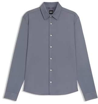BOSS Regular-fit Hemd Aus Performance-Stretch-Jersey Mit Oxford-Struktur